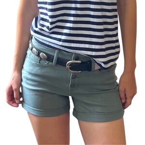 NWOT Universal Thread Army Green High Rise Midi Denim Jean Button Short - size 4